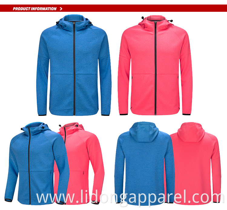 Top Selling China Custom Made Zipper Polyester Jackets With Hoodies Unisex Plain Zip Up Hoodie